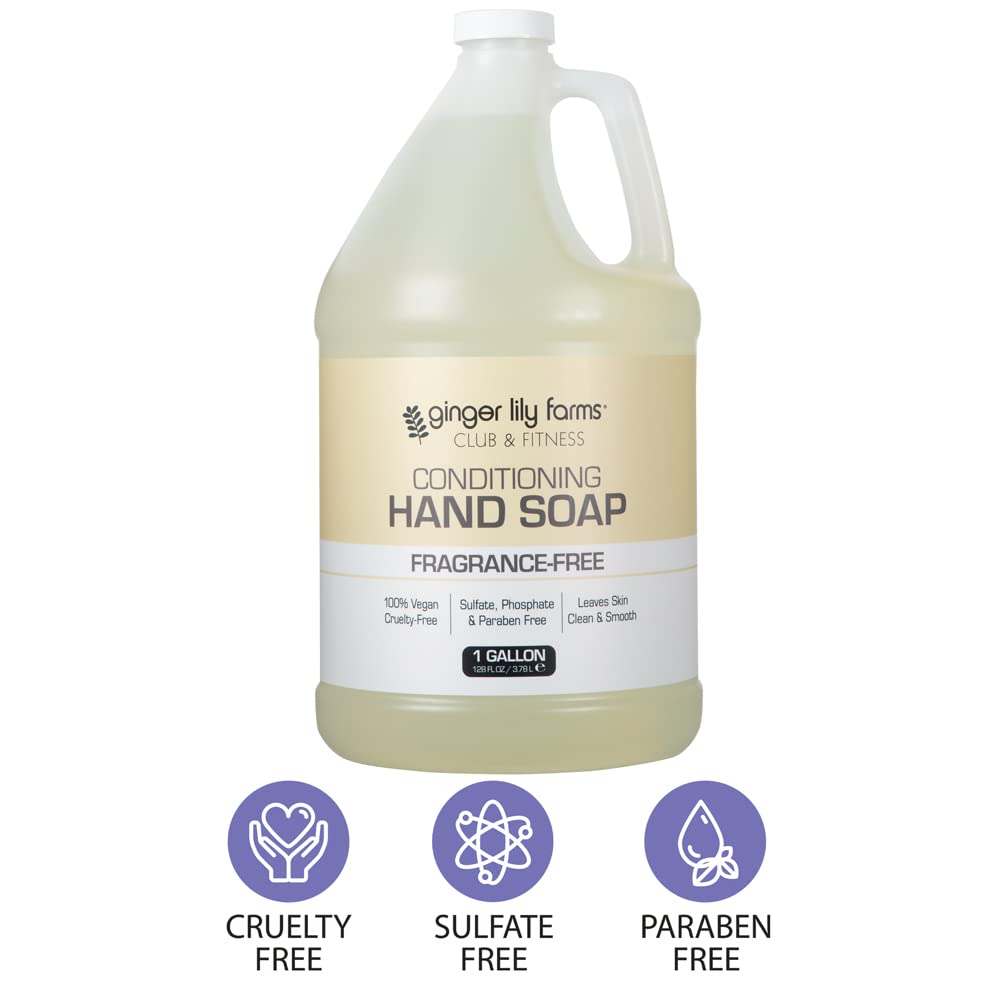 Ginger Lily Farms Club & Fitness Conditioning Liquid Hand Soap Refill, 100% Vegan & Cruelty-Free, Fragrance Free, 1 Gallon (128 fl oz) Beauty & Personal Care Ginger Lily Farms