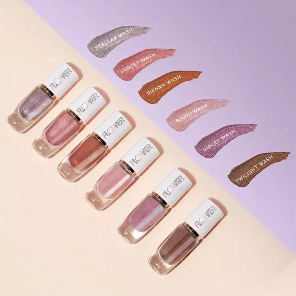 FLOWER BEAUTY By Drew Barrymore Watercolor Liquid Eyeshadow - Quick-Drying + Crease-Free - Radiant Finish - Water-Based Formula (Sunset Wash) Beauty & Personal Care FLOWER BEAUTY