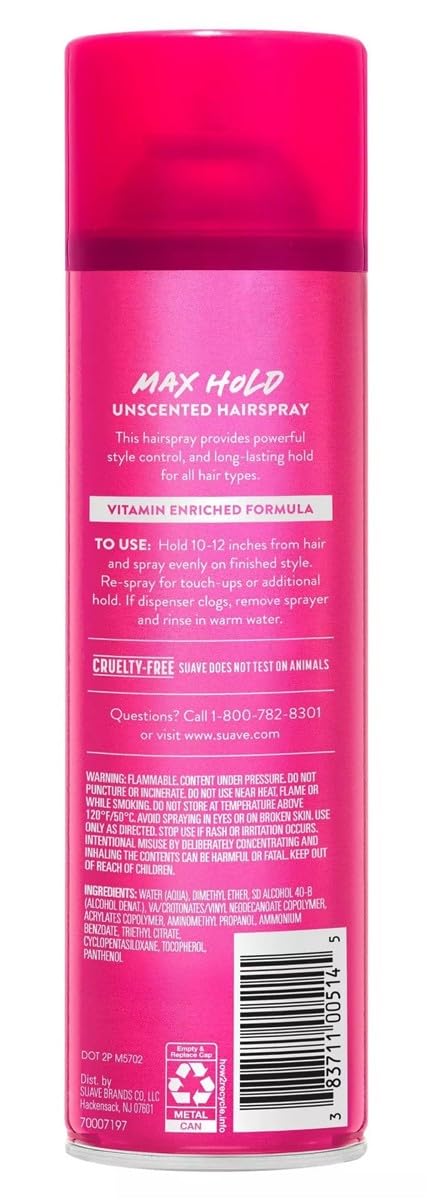 Suave Aerosol Spray Maximum Hold Hairspray Multicolor Unscented, 11 Ounce Beauty & Personal Care Suave