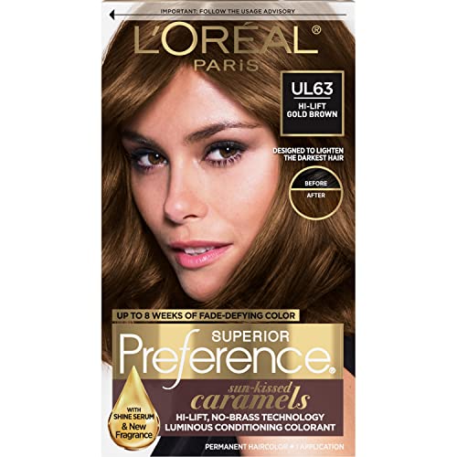 L'Oreal Paris Superior Preference Fade-Defying + Shine Permanent Hair Color, UL63 Hi-Lift Gold Brown, Pack of 1, Hair Dye Beauty & Personal Care L'Oreal Paris