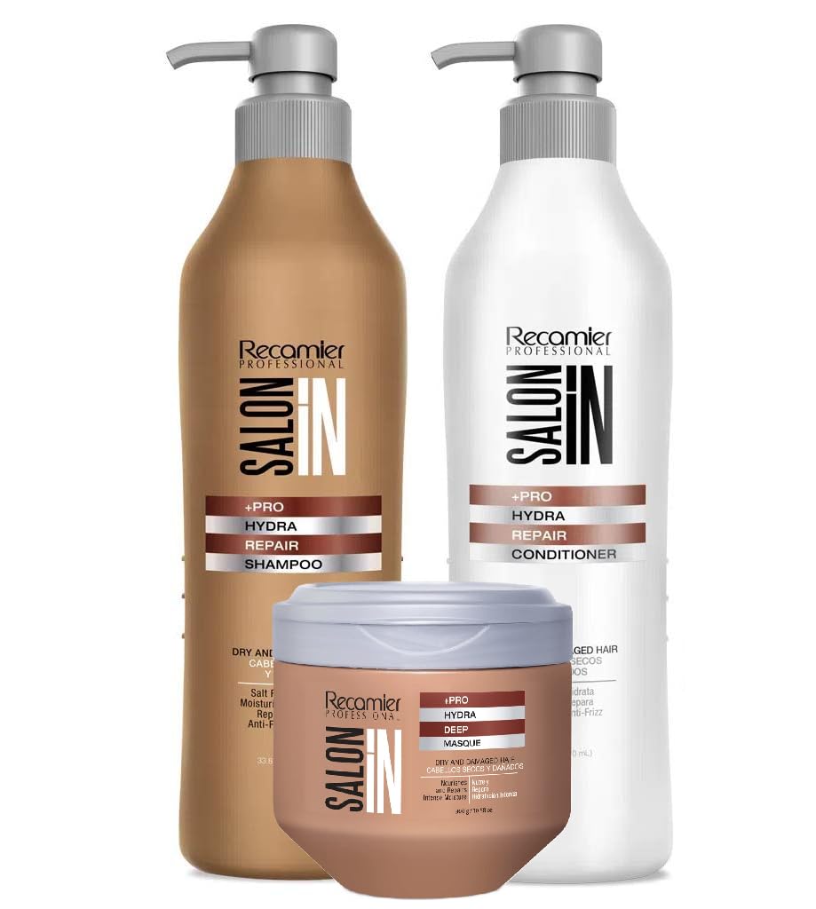 Recamier Professional Salon In +Pro Hydra Repair Hair 3 pack kit - Shampoo 33.8oz + Conditioner 33.8oz + Deep Treatment Mask 10.58oz Beauty & Personal Care RECAMIER PROFESSIONAL SALON IN