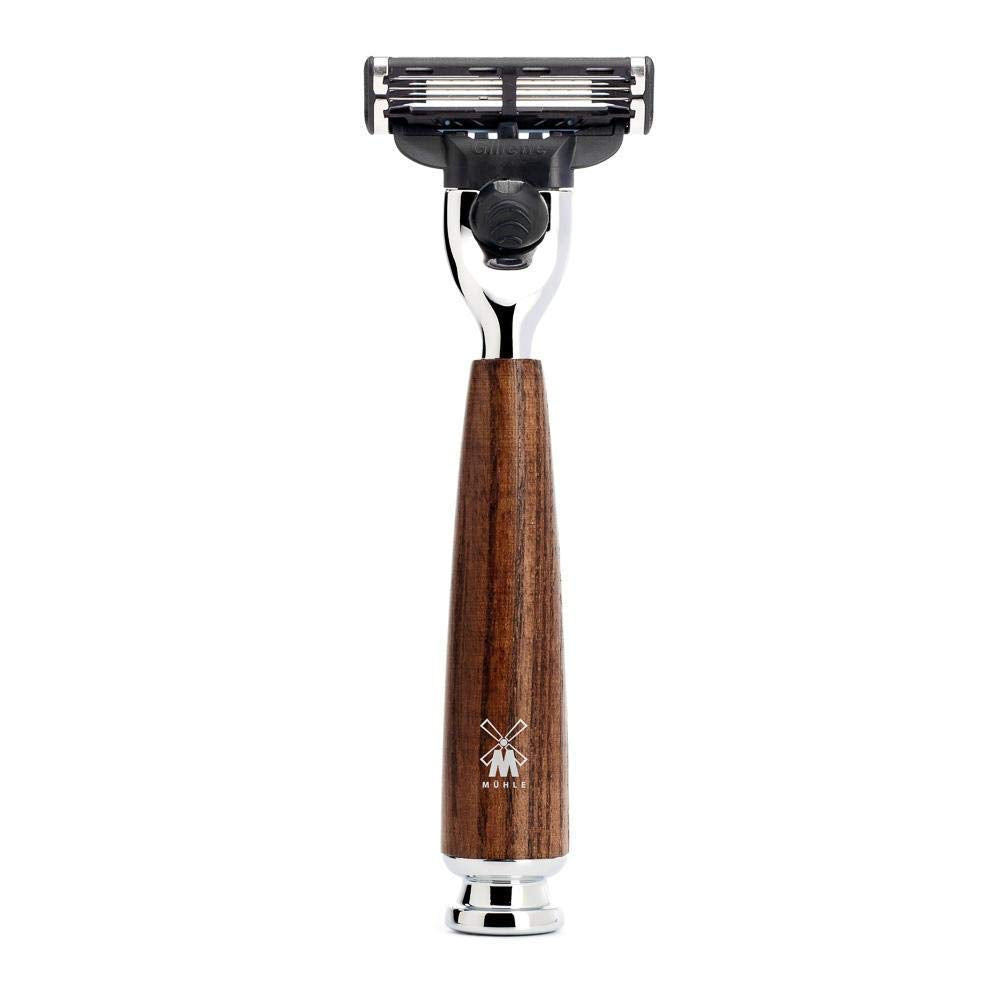 MÜHLE RYTMO Steamed Ash 4-Piece Pure Badger 3-Blade Razor Modern Luxury Wet Shaving Set - Perfect for Every Day Use, Barbershop Quality Close Smooth Beauty and Personal Care MÜHLE