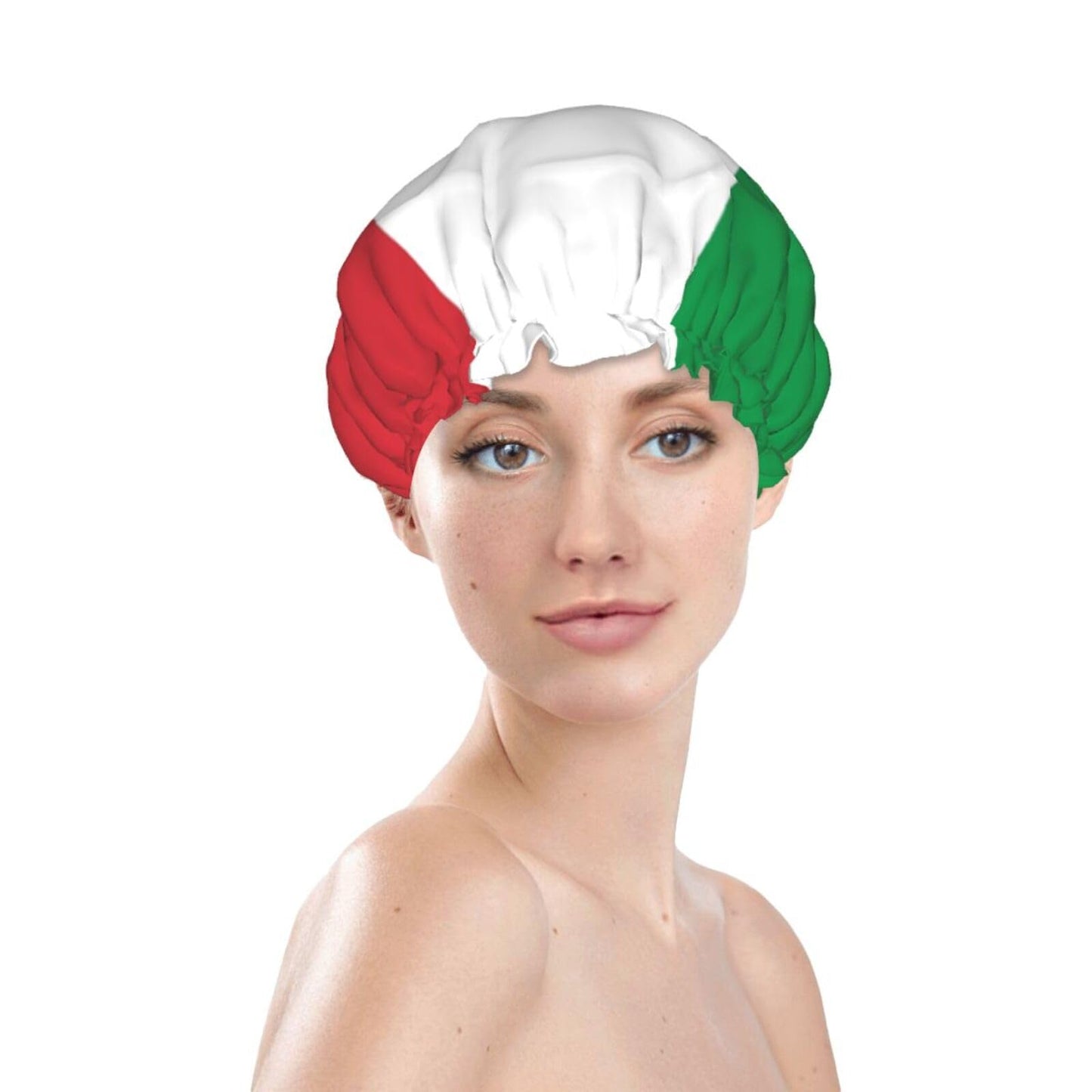 Italian Flag Prints Shower Cap Double Layer Lined Waterproof Bathing Shower Hat Beauty and Personal Care Hayyett