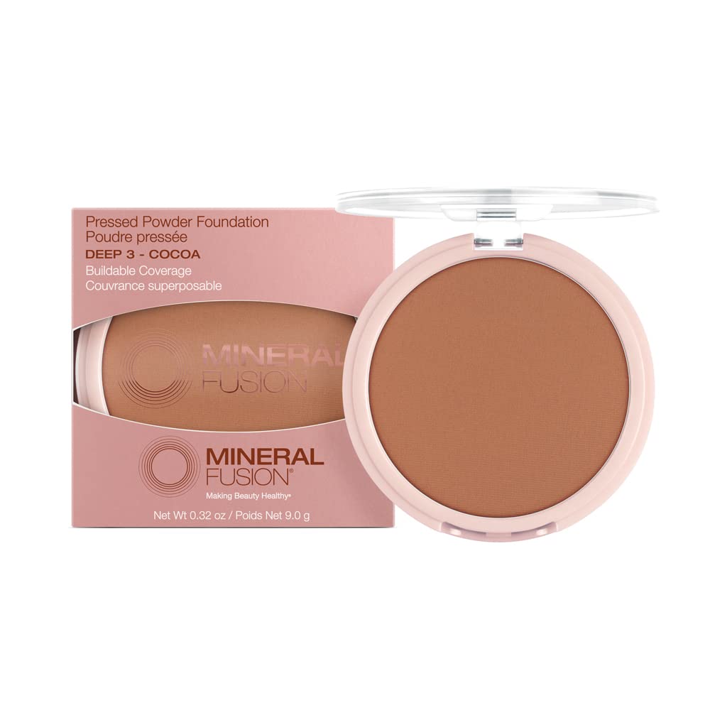 Mineral Fusion Pressed Powder Foundation, Deep 3 - Tan/Deep Skin w/Golden Undertones, Age Defying Foundation Makeup with Matte Finish, Talc Free Face Beauty & Personal Care Mineral Fusion