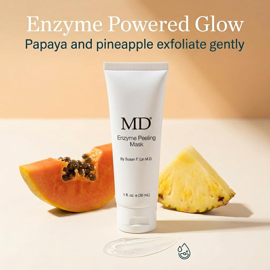 MD Enzyme Peeling Mask for Sensitive Skin - Gentle Exfoliating Gel with Papaya & Pineapple Enzymes - Professional Brightening Peel-Off Mask for Clear Beauty & Personal Care MD