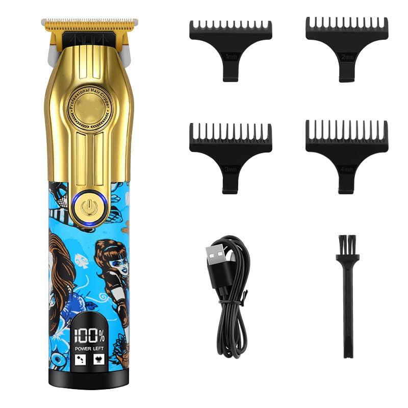 QDKVTNDJZ Intelligent Digital Display Hair Clippers for Men Professional, Cordless Cutting Tool with 4 Guide Combs, Powerful Motor, Electric Beard Beauty and Personal Care QDKVTNDJZ