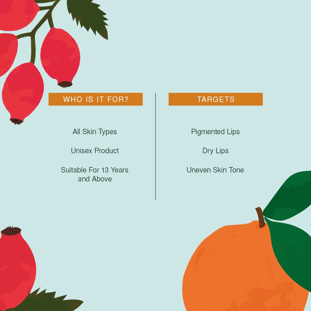 Juicy Chemistry Blood Orange & Rosehip Lip Scrub,10 g - Gentle Exfoliating Scrub For Dark Lips & Pigmentation - Organic Lip Exfoliator For Soft Beauty and Personal Care Juicy Chemistry