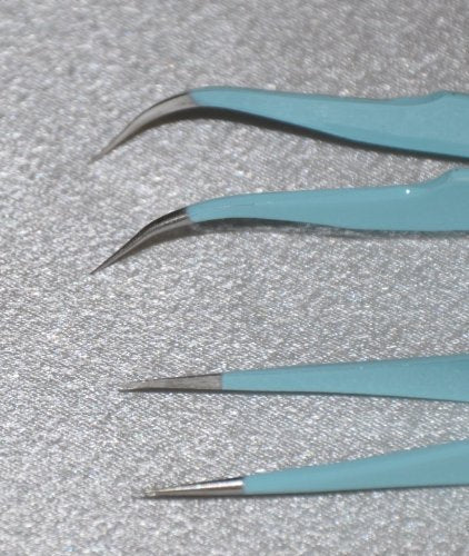 Eyelash Extension 1 Set of Blue ESD Straight & Curved Tweezers Beauty and Personal Care iLash Store
