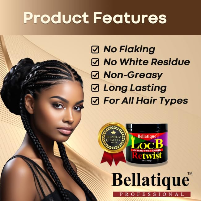 Loc B Retwist Loc, Braid, Twist, Edge Gel for Natural, Relaxed, Dry, Dull, & Brittle Hair (4 oz) Beauty & Personal Care BELLATIQUE