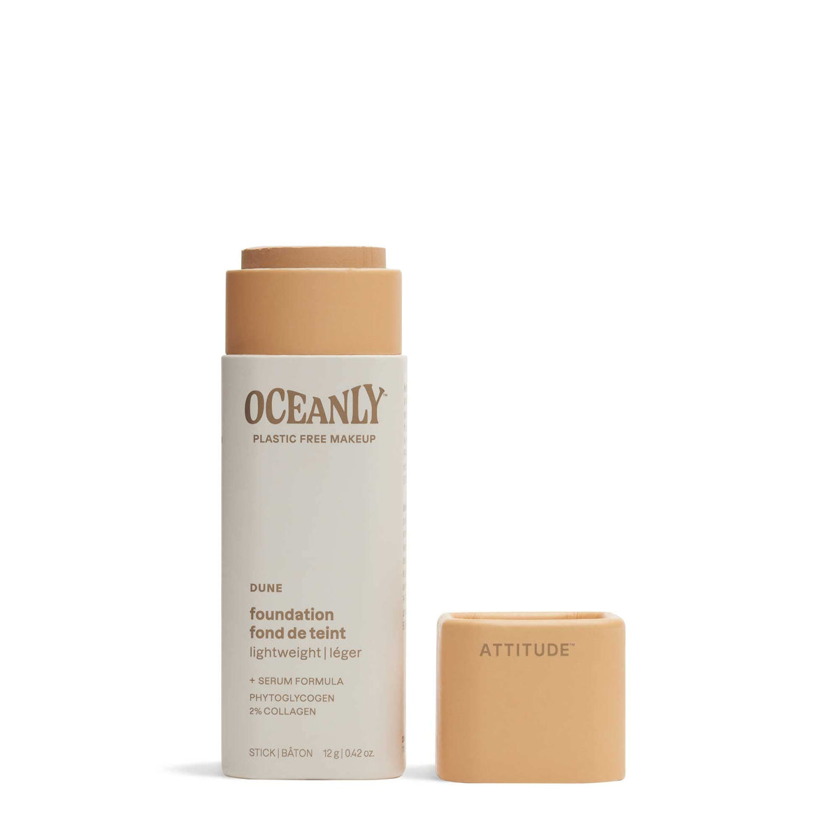 ATTITUDE Oceanly Light Coverage Foundation Stick, Titanium Dioxide-Free, EWG Verified, Plastic-Free, Vegan & Cruelty-free Makeup, Dune, 0.42 Ounces Beauty & Personal Care ATTITUDE