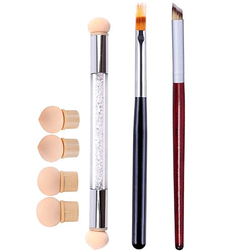 WOKOTO 3Pcs Ombre Nail Brush Set With 4 Replaceable Sponge Heads, Wooden Gel Builder Blending Nail Ombre Brush Double Head Nail Gradient Shading Beauty & Personal Care WOKOTO