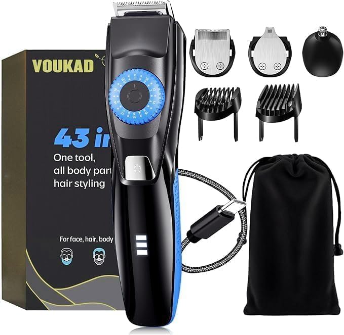 Voukad Beard Trimmer for Men with 3 Attachments, 40 Adjustable Precisions, Waterproof, 240 Min Runtime - for Mustache, Face, Head, Neck, Beard Hair Beauty and Personal Care Voukad