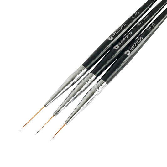 Winstonia Striping Nail Art Brushes for Long Lines, Details, Fine Designs. 3 pcs Striper Brushes with Caps - AMAZING TRIO Beauty & Personal Care Winstonia