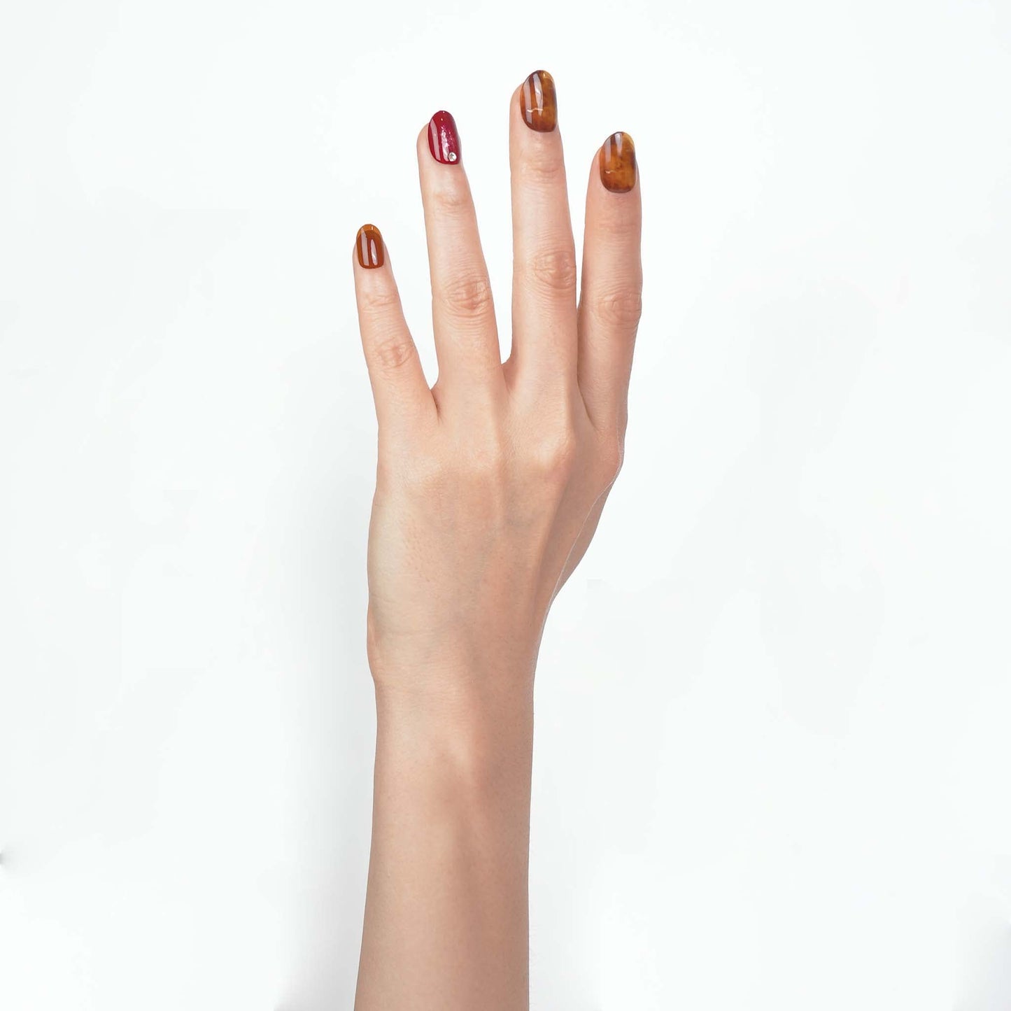 Kiss New York Press and Go False Nails Press On Nails Full Cover Nails Tips with Self Adhesive Tabs (Red Marble) Beauty & Personal Care KISS NEW YORK