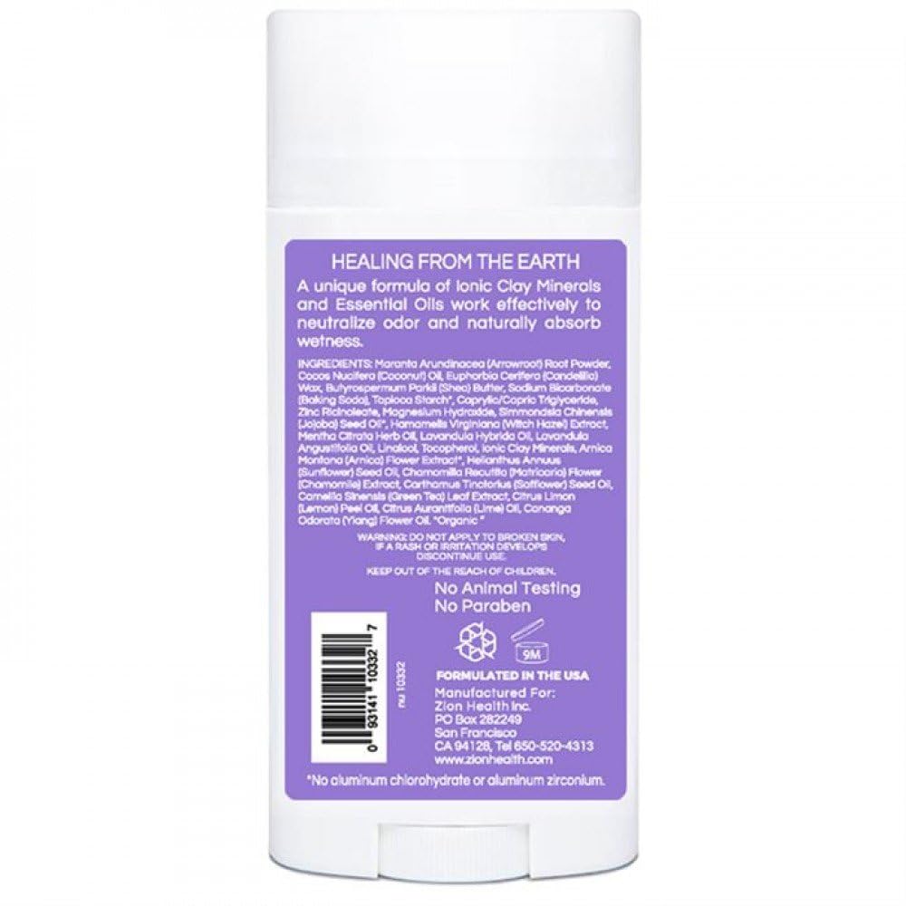 ClayDry Bold Lavender Vegan Deodorant Zion Health 2.8 oz Stick Beauty and Personal Care Zion Health