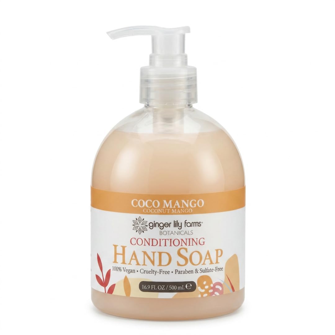 Ginger Lily Farms Botanicals Conditioning Liquid Hand Soap, Coco Mango, 100% Vegan & Cruelty-Free, Coconut Mango Scent, 16.9 Fl Oz Beauty & Personal Care Ginger Lily Farms