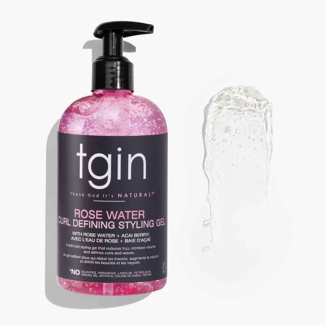 tgin Rose Water Smoothing Leave-In Conditioner & Rose Water Defining Styling Gel for Curly, Coily and Wavy Hair, Lightweight Moisture and Curl Beauty & Personal Care Thank God It's Natural