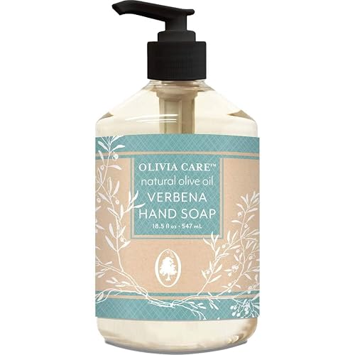 Olivia Care Liquid Hand Soap Verbena & Olive Oil. All Natural - Cleansing, Germ-Fighting, Moisturizing Hand Wash for Kitchen & Bathroom - Gentle, Mild Beauty & Personal Care Olivia Care
