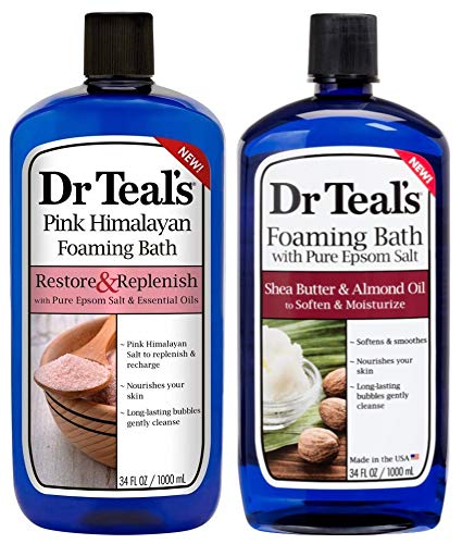 Dr Teal's Foaming Bath Variety Gift Set (2 Pack, 34oz Ea) - Restore & Replenish Pink Himalayan, Soften & Moisturize Shea Butter & Almond Oil Beauty and Personal Care Dr Teal's