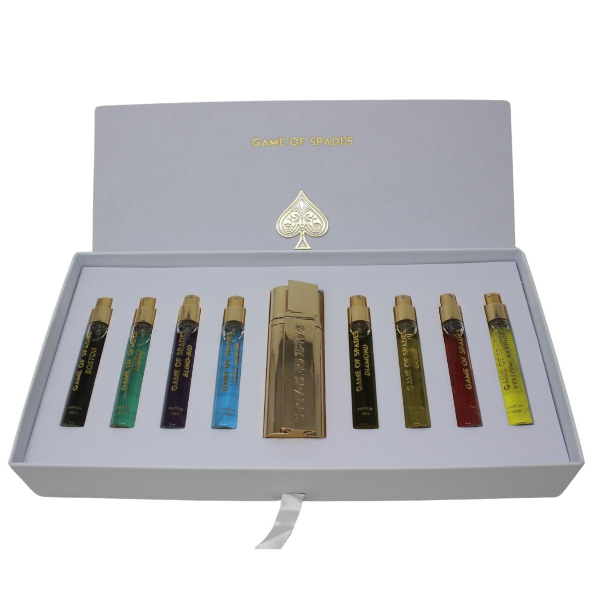 JO Milano Game of Spades 9-Piece Mini Parfum Set for Men & Women - Includes Boston, Moon, Blind Bid, Full House, Diamond, Gold, Ruby, Yellow Sapphire Beauty & Personal Care Jo Milano