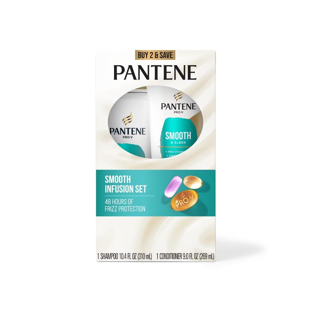 Pantene Smooth & Sleek Shampoo + Conditioner Bundle Beauty & Personal Care Pantene