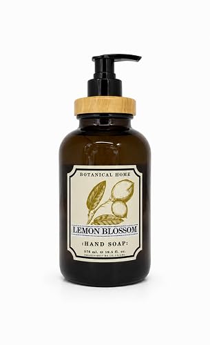Home and Body Company Botanical + Herbal Hand Soap 22FL/605ml Infused with Essential Oils, Made in a Amber GLASS BOTTLE (LEMON BLOSSOM) Beauty & Personal Care Home & Body Company