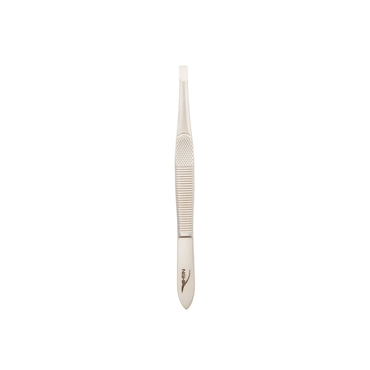 NGHIA Straight Tip Tweezer - N-408 - Gold Plated Stainless Steel - Ergonomic Eyebrow Tweezer for Precision Grooming - Hair Removal - Professional Beauty and Personal Care Nghia