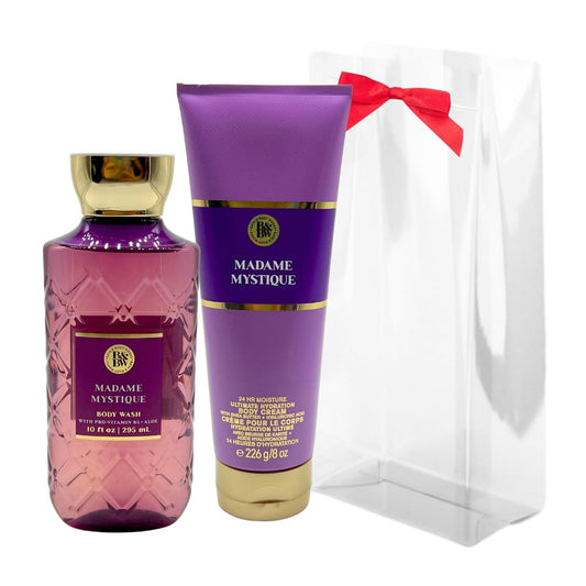 Bath & Body Works MADAME MYSTIQUE Ultimate Hydration Body Cream & Body Wash 2-piece Gift Set with a Red Bow for Holidays - Full Size Beauty and Personal Care Bath & Body Works