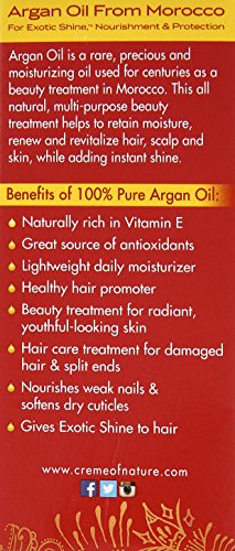 Creme of Nature, 100% Pure Argan Oil From Morocco, Restores, Protects and Moisturizes Hair, Scalp & Skin, 1 Fl Oz Beauty & Personal Care Creme of Nature