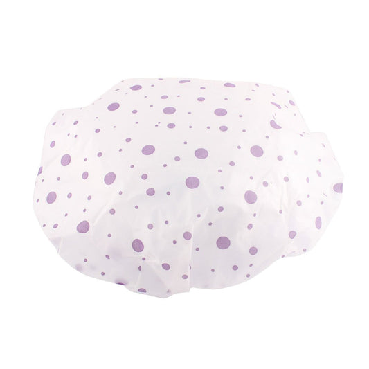 Ruilogod Woman Purple Dots Print Elastic Band Water Resistant Bath Shower Cap (id: fe8 16c ae3 c86 0f1 Beauty and Personal Care Ruilogod