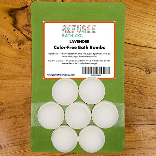 Color-Free Bath Bombs 7 Pack | 2.5 oz. Each | Cocoa Butter and Plant-Based Ingredients with No Dyes of Any Kind | Support Refugee Employment in USA… Beauty & Personal Care Refugee Bath Co.