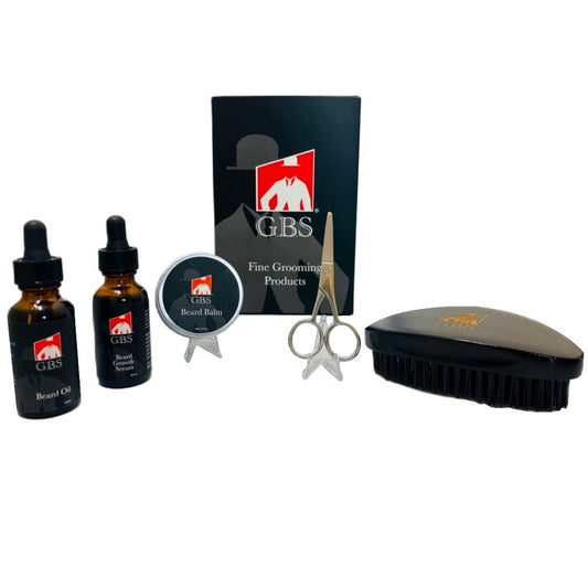 G.B.S Military Style Beard Care Set - Conditioning Oil with Jojoba, Growth Serum with Biotin and Castor Seed, Styling Balm, Trimming Scissors Beauty and Personal Care G.B.S