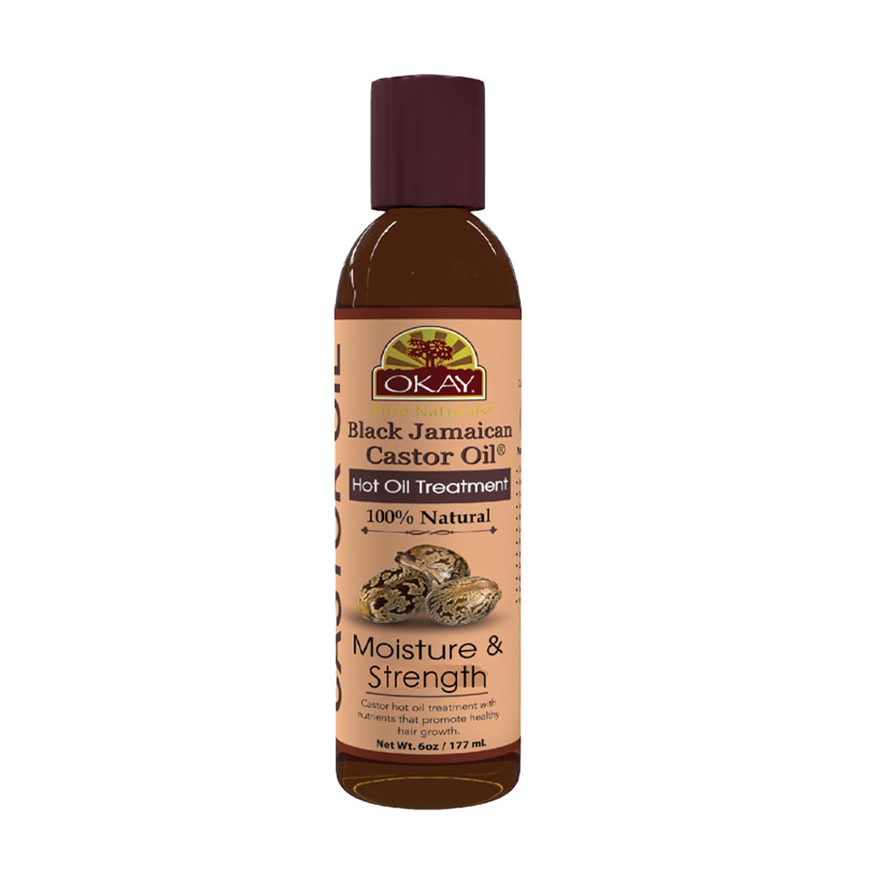 OKAY 100% Natural Black Jamaican Castor Hot Oil Hair Treatment - Castor Oil for Dry Damaged Frizzy Hair, Pure Therapy Blend with Jojoba for Men Beauty & Personal Care OKAY