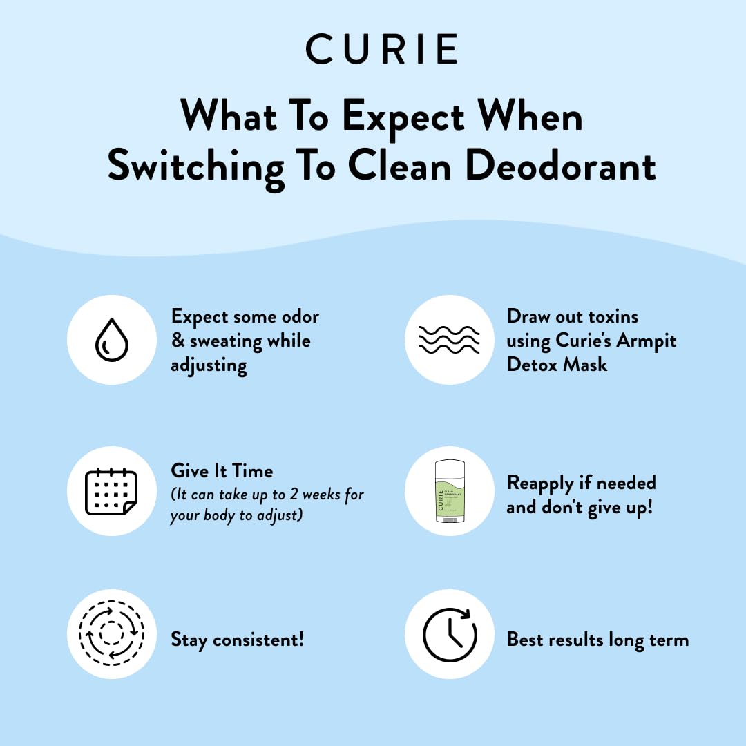Curie Aluminum Free Deodorant - White Tea 2oz Stick - Natural Deodorant, Paraben Free, Cruelty Free, Non-Toxic Beauty and Personal Care Curie