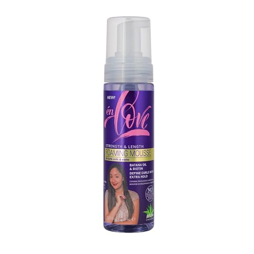 én Love Strength & Length Extra Hold Foaming Mousse - With Organic Batana Oil, Rosemary & Caffeine - Defines Curls, Sets Wraps, Braids, Twists & Locs Beauty & Personal Care én Love