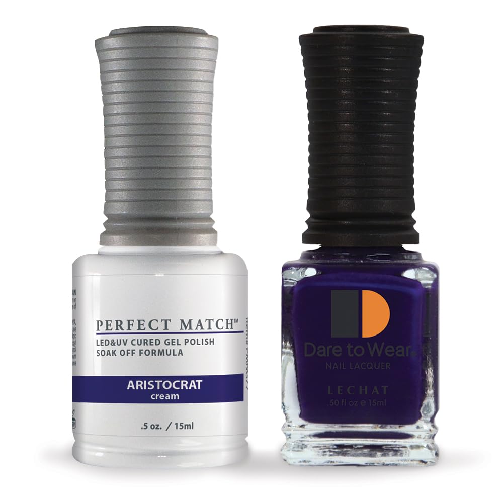 LeChat - Perfect Match Gel Polish - Aristocrat - Royal Purple with Cream Finish - (0.5 Ounce) - Easy Application - Soak Off Formula