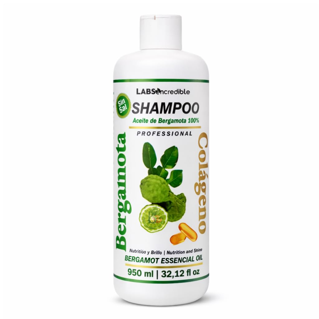 Bergamot + Collagen Shampoo - 950 ml - Salt-Free - Deep Cleansing & Frizz Control - Moisturizes, Conditions & Smooths - Professional Hair Care - Silky