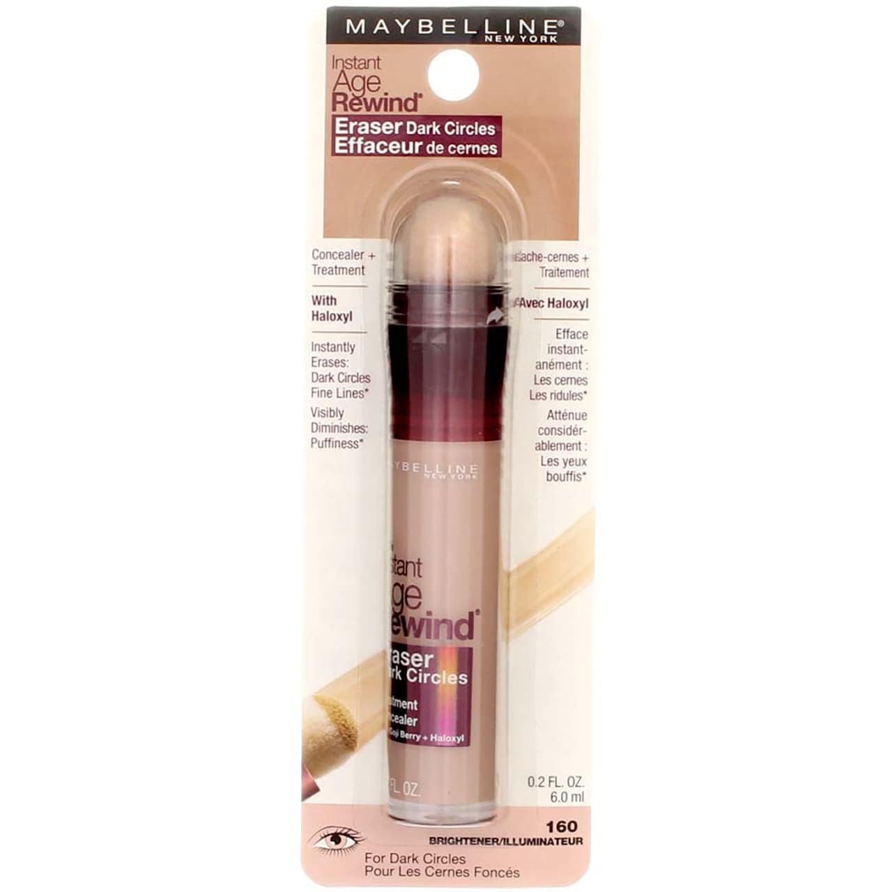 Maybelline Instant Age Rewind Eraser Dark Circles Treatment Concealer, [160] Brightener 0.2 oz (Pack of 3) Beauty & Personal Care MAYBELLINE