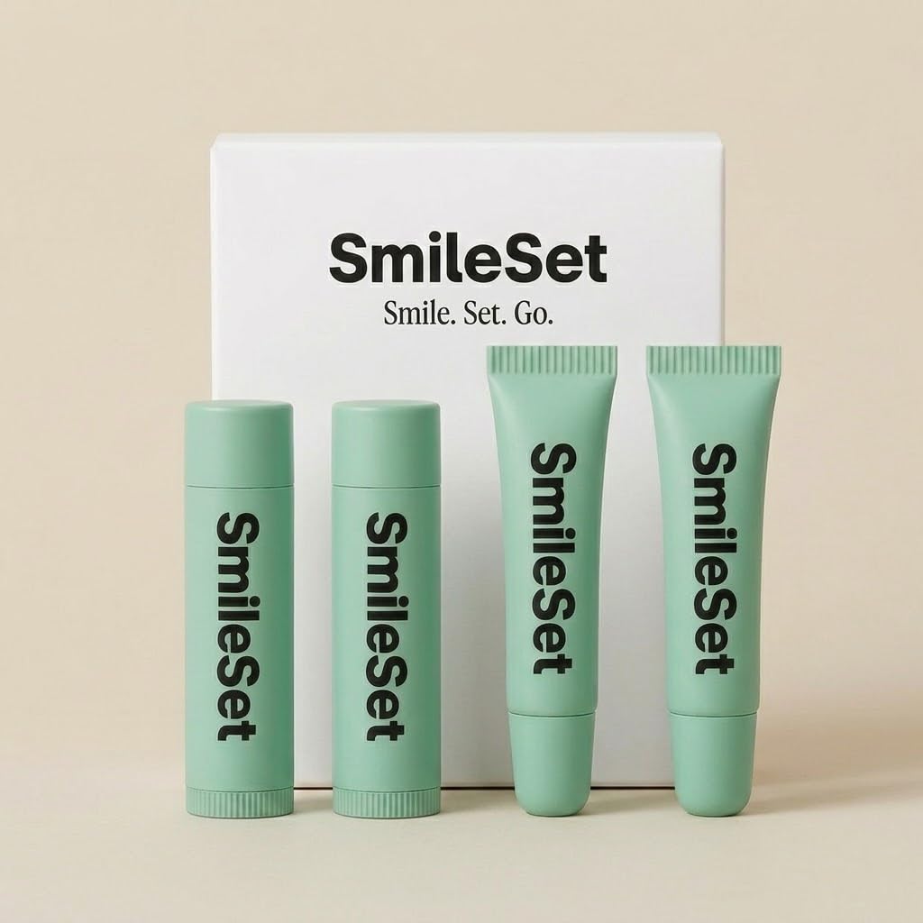 Smile Set Premium Hydrating Lip Balm and Lip Gloss Duo - Moisturizing and Nourishing Lip Care Formula - Pack of 4 Beauty and Personal Care SmileSet