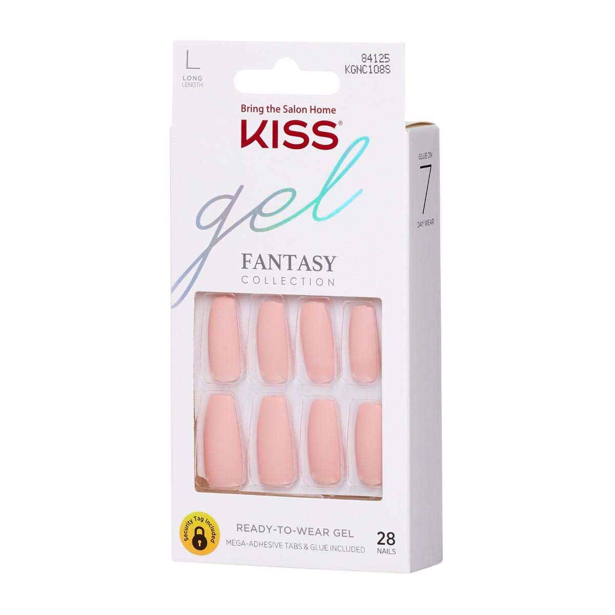KISS Gel Fantasy Ready-to-Wear Press-On Gel Nails, “All About You”, Long, Pink, Matte Finish, Nail Kit with 24 Mega Adhesive Tabs, Pink Gel Glue Beauty & Personal Care KISS