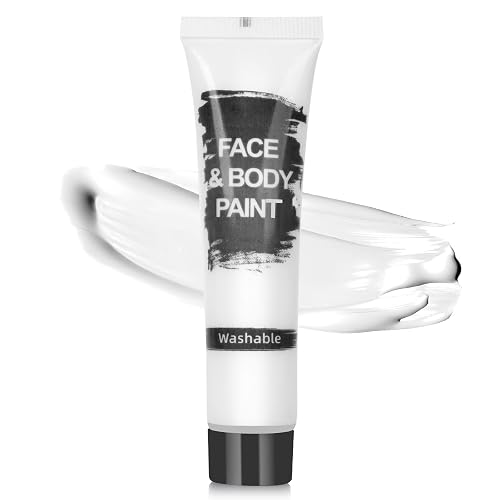 Halloween Face Body Paint, Clown White Makeup Tube, Washable for SFX Skull Joker Zombie Vampire Skeleton Goth Cosplay Beauty & Personal Care Js2U ZW