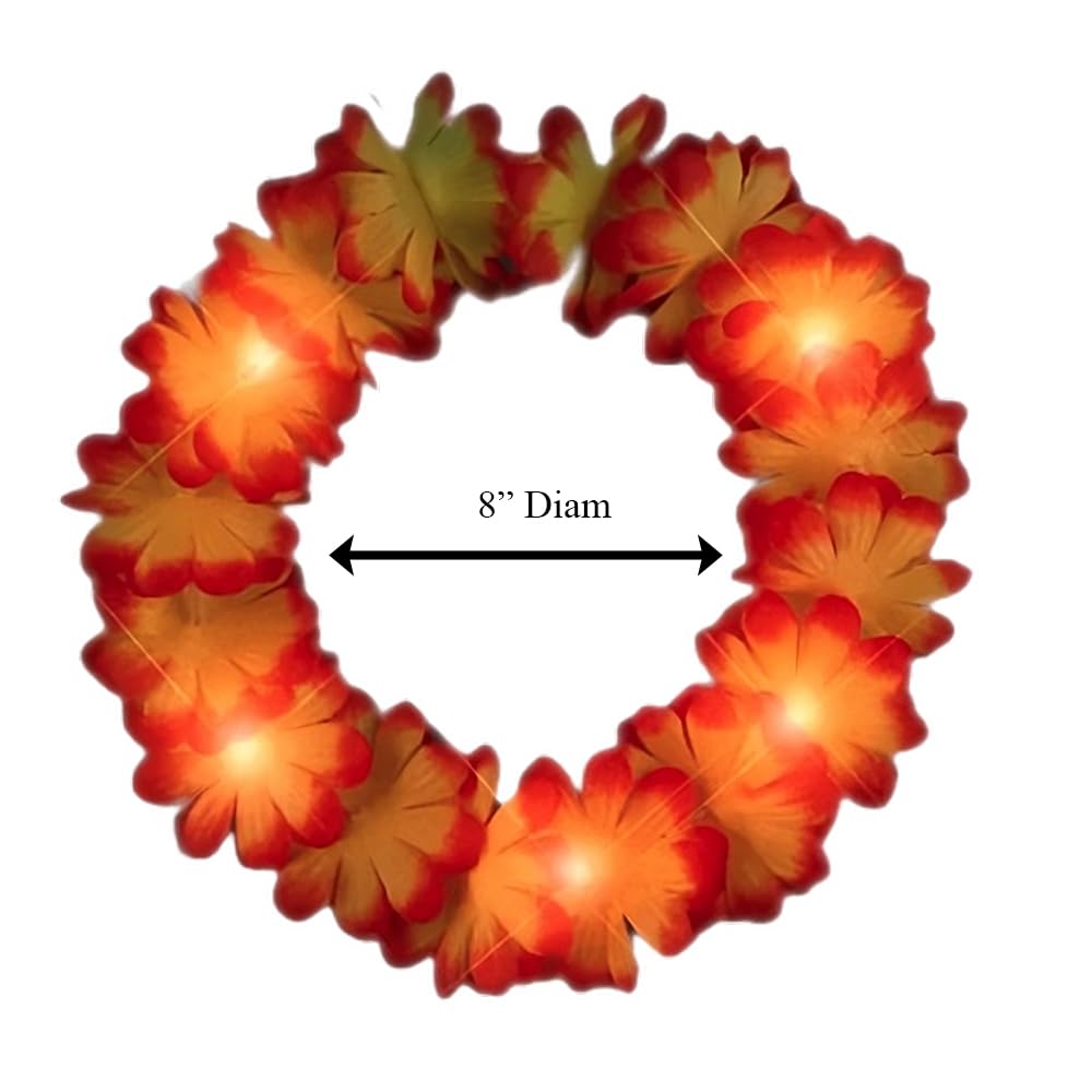 blinkee Light Up Flashing Fall Autumn Flower Crown Headband | White/Orange - Hawaii Department - 1 Set