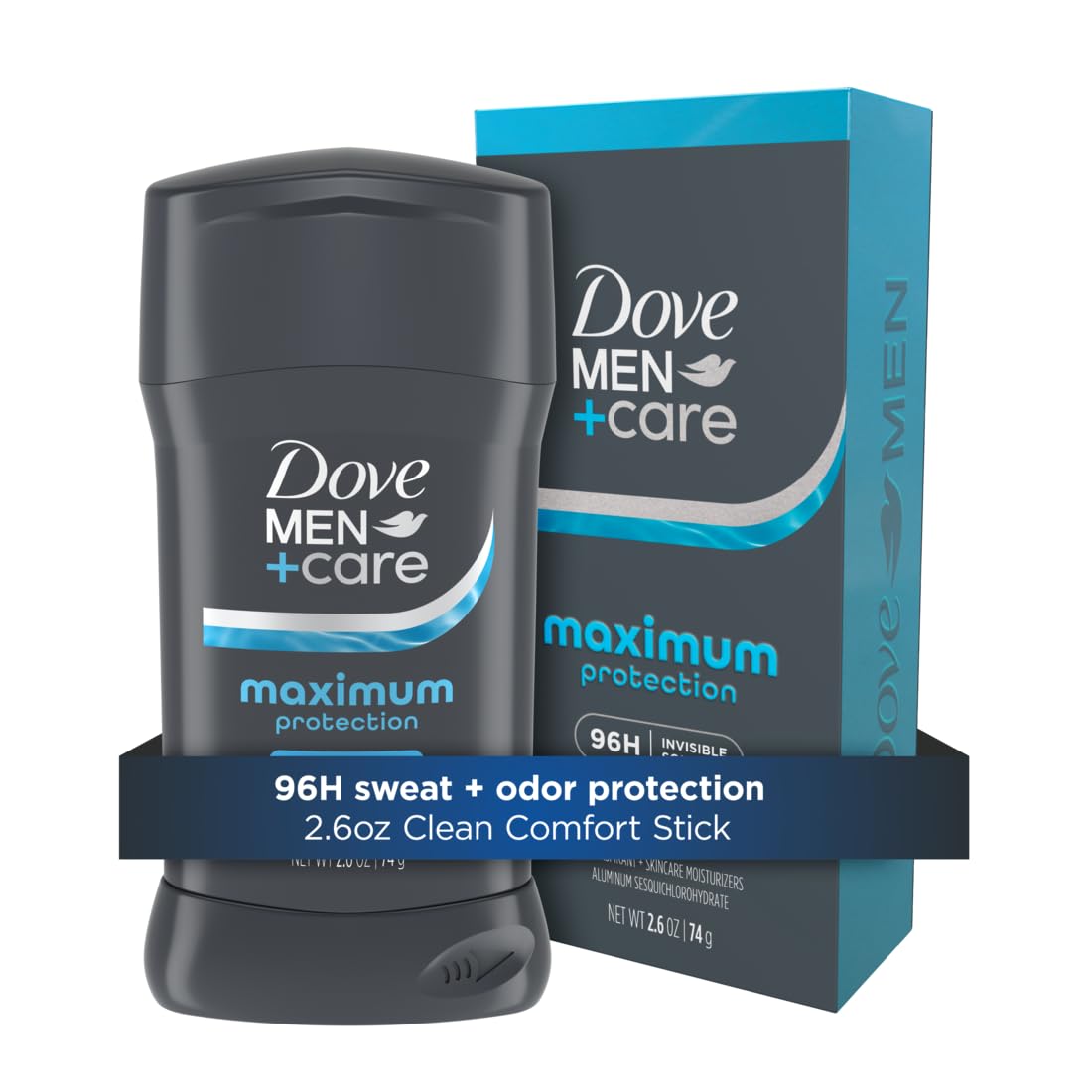 DOVE MEN + CARE Invisible Solid Stick Clean Comfort Maximum Protection Deodorant For Men 96-Hour Comfort 2.6 oz Beauty and Personal Care DOVE MEN + CARE