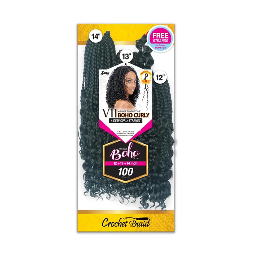 Royal Zury Crochet Briad V-shape Finish Style V11 Boho Curly (12"+13"+14") (27)