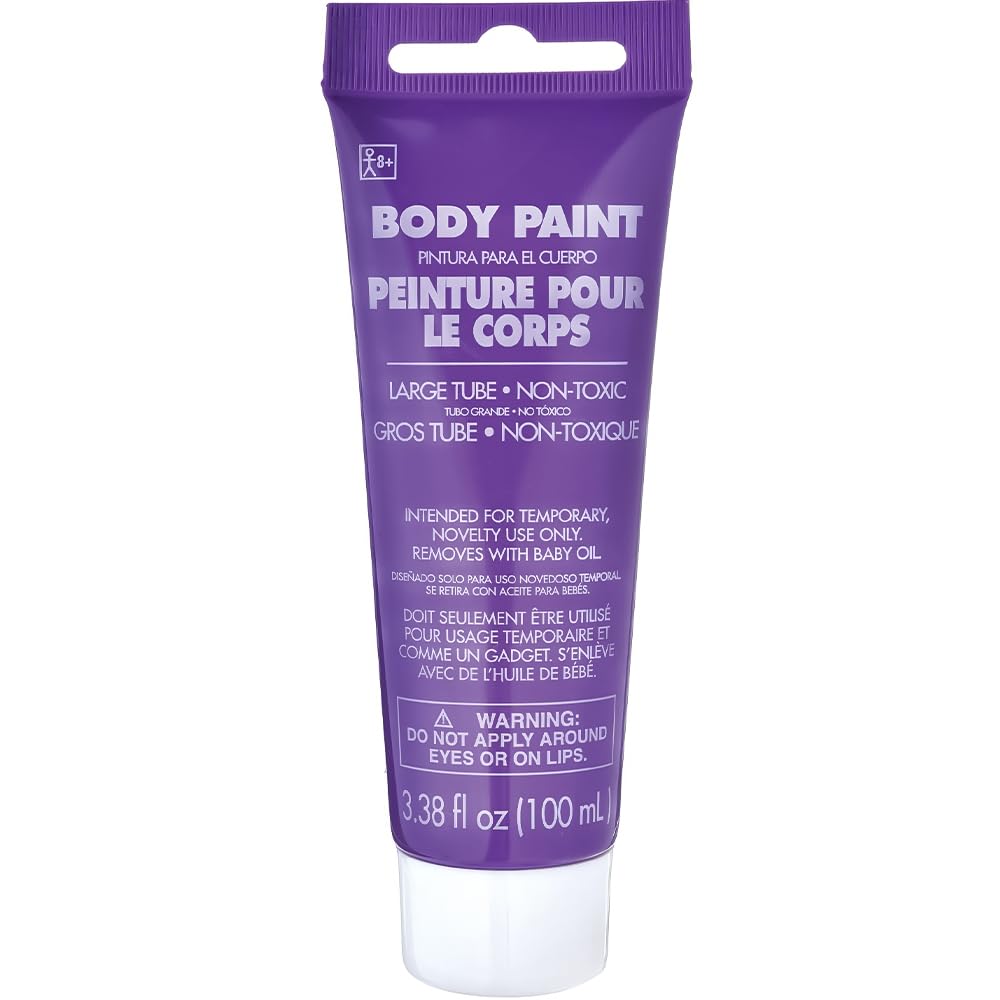 Body Paint for Halloween - 3.38 oz. (1 Pc.) - Vibrant & Easy-to-Apply Costume Makeup, Perfect for Props and Parties, Purple Beauty & Personal Care Amscan