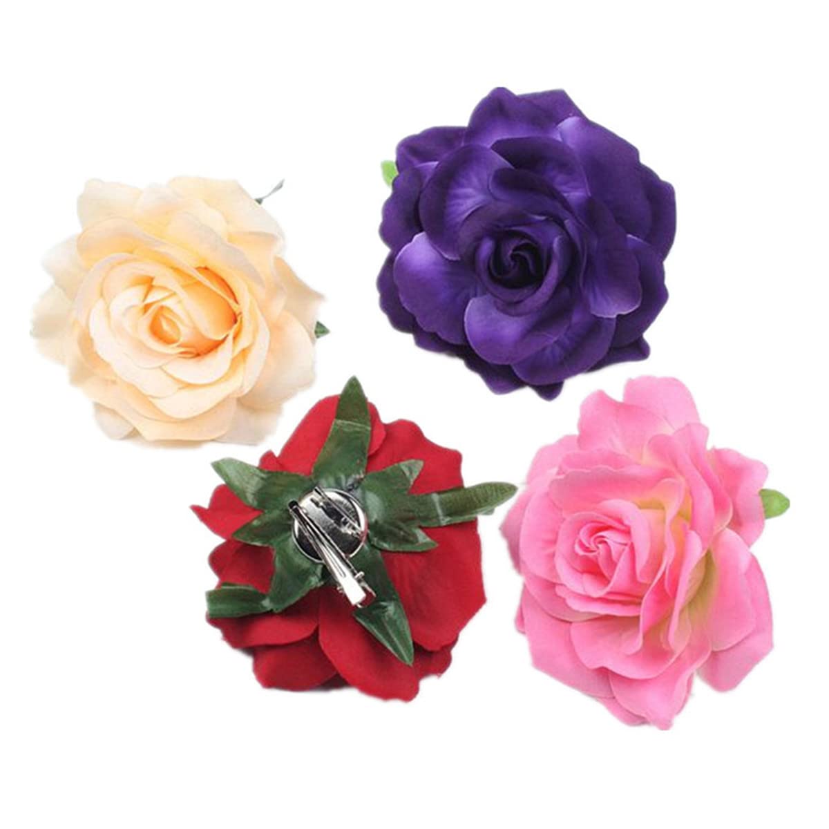 Rose Hair Clips, Floral Brooch Hair Accessories with Rose Flowers for Women, Wedding and Party Headpieces (Red) Beauty & Personal Care RUITASA