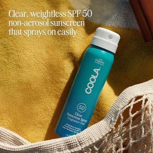 COOLA Organic Sunscreen SPF 50 Sunblock Spray, Dermatologist Tested Skin Care for Daily Protection, Vegan and Gluten Free, Fragrance Free, 2 Fl Oz Beauty & Personal Care COOLA