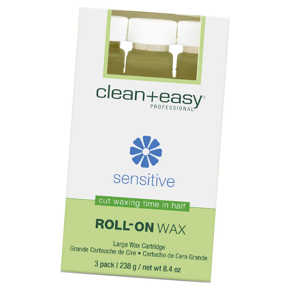 Clean + Easy Large (Leg) Sensitive Roll-On Wax Refill, for Hygienic Facial and Body Hair Removal Treatment, Great for Sensitive Skin, Ideal for All Beauty and Personal Care Clean + Easy