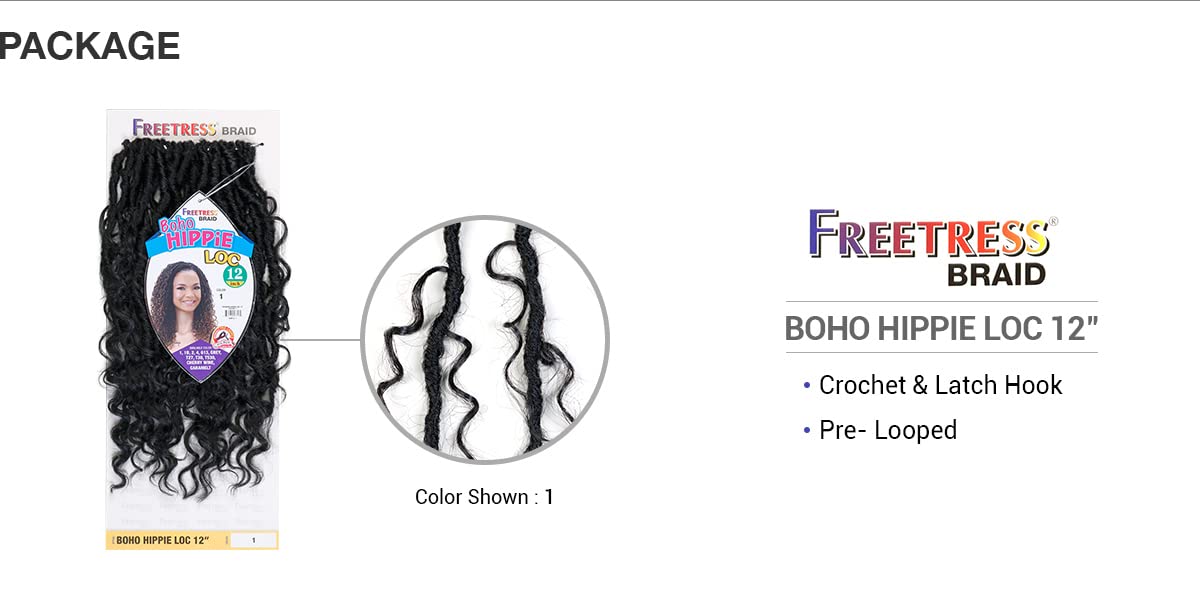 Freetress Synthetic Crochet Braid - BOHO HIPPIE LOC 12 Inch (2 Dark Brown)