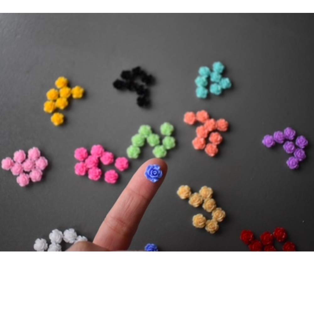 100 pieces Rose Embellishments for Nail Art Charm or jewelry making, 3D with Flat Back Resin Beads Manicure Multicolor Flowers Beauty & Personal Care VictorieLei
